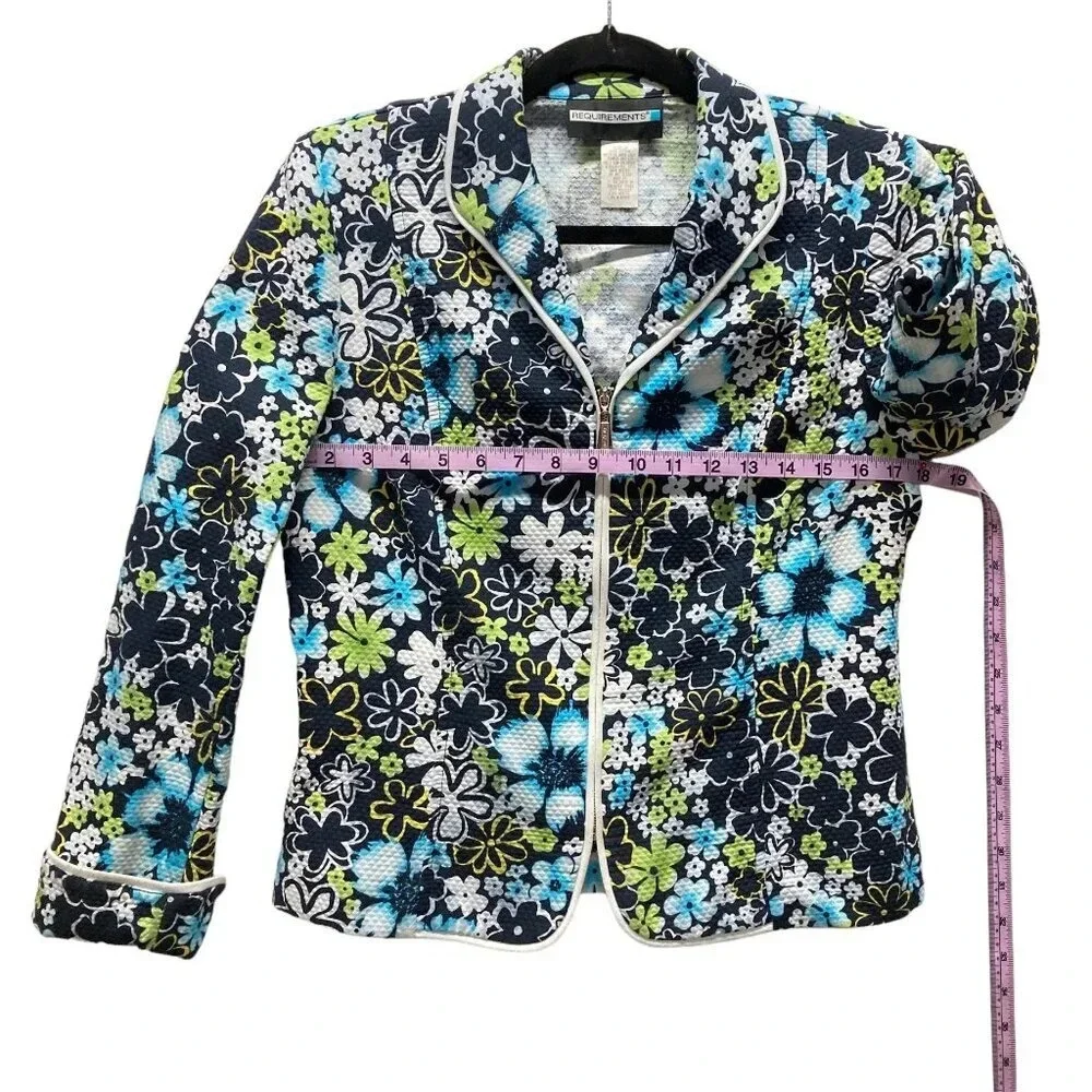 Vintage‎ Requirements Floral Blazer Jacket, Size 10, Textured Colorful Cotton